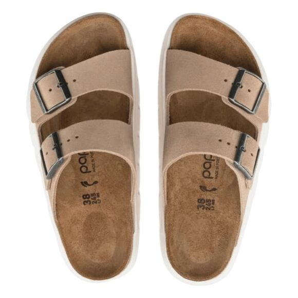 Papillio by Birkenstock Arizona Chunky Platform Sandal Taupe Suede 41 W10 M8 - Picture 8 of 12